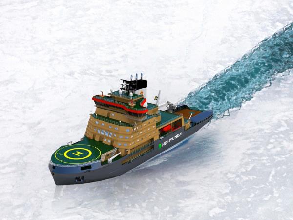 A rendering of the icebreaking vessel ordered by Swedish Maritime Administration from HD Hyundai Heavy Industries (HD Hyundai Heavy Industries)